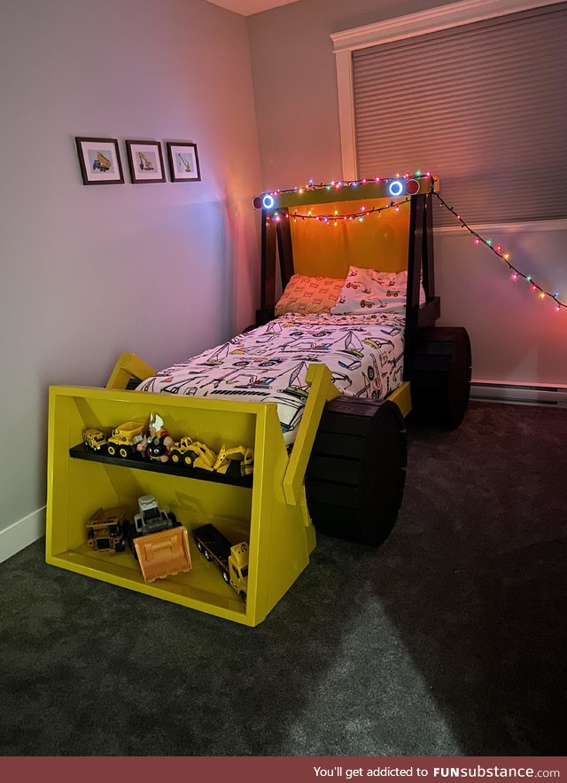 We got a bulldozer bed made for our son