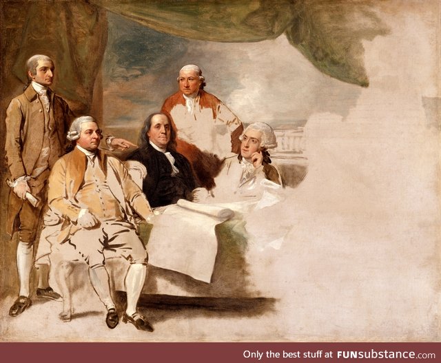 Treaty of Paris. British delegation refused to pose, so the painting was never completed.