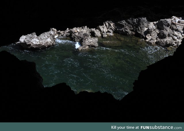 The view of the Boulder River, seen from a cave [OC]