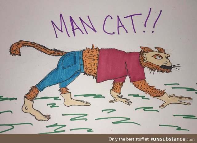 I drunkenly thought it was a good idea to draw an alternate reality where cats made super