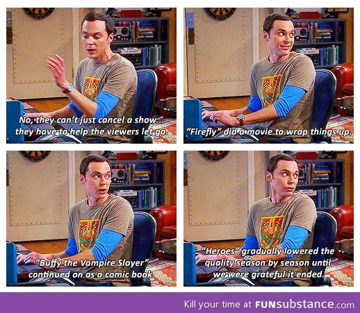 Sheldon explaining fandom life