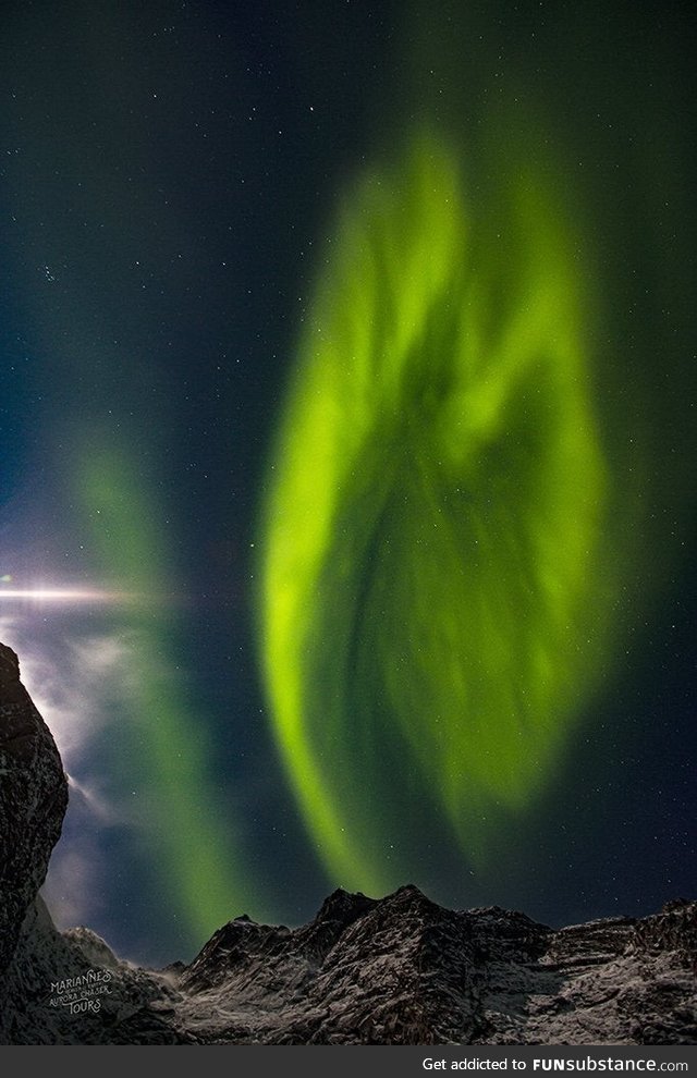 Aurora Borealis over Tromsø, Kingdom of Norway, photographed by Marianne Bergli on 31