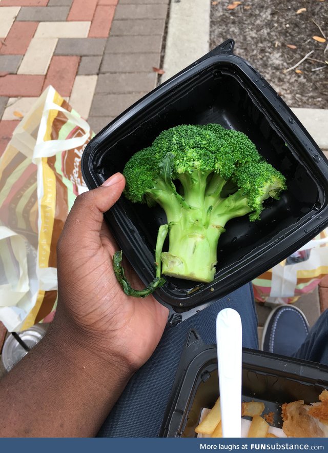 I went to Cheesecake Factory for Mother’s Day, ordered a side of broccoli and got this