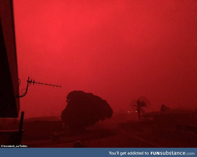 The skies in this Australian neighborhood as the fires burn on New Years