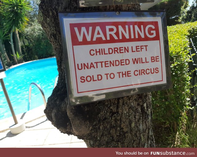 This sign at the pool