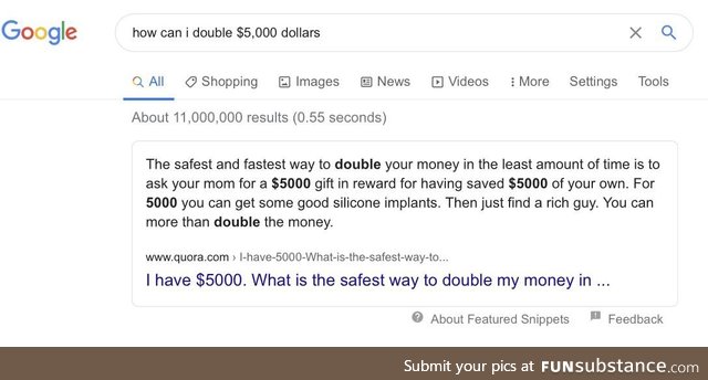 Google’s top result on how to double your money