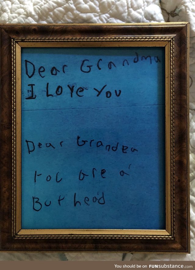 A love note from granddaughter to grandfather