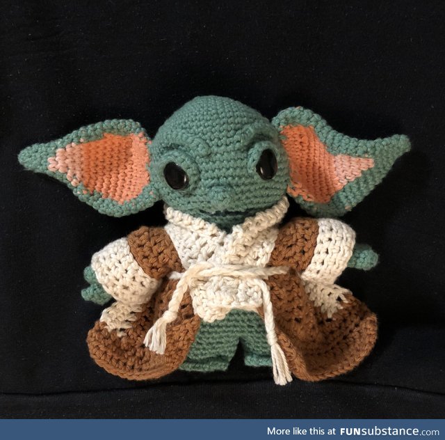 My significant other’s mother crocheted this Baby Yoda as a holiday gift. She doesn’t