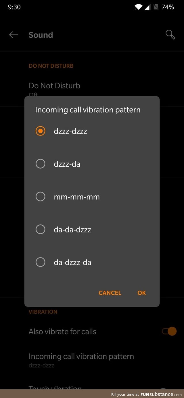 I found my phone's vibration settings pretty amusing