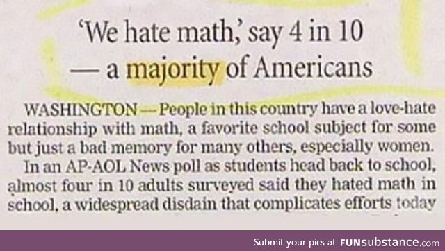 10/4ths of people dislike maths