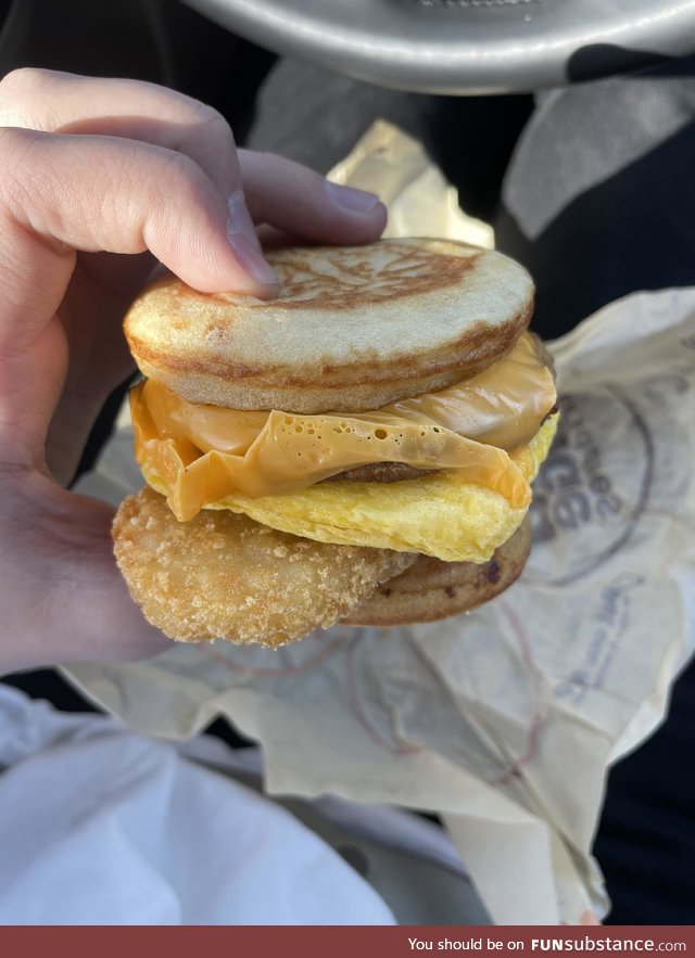 Put the hash brown in the sandwich it’s better