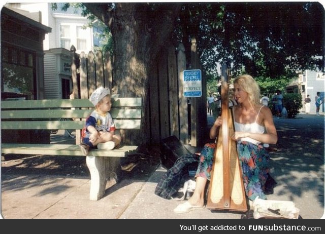 I was about 3. I heard her playing at a distance and wanted to listen more closely