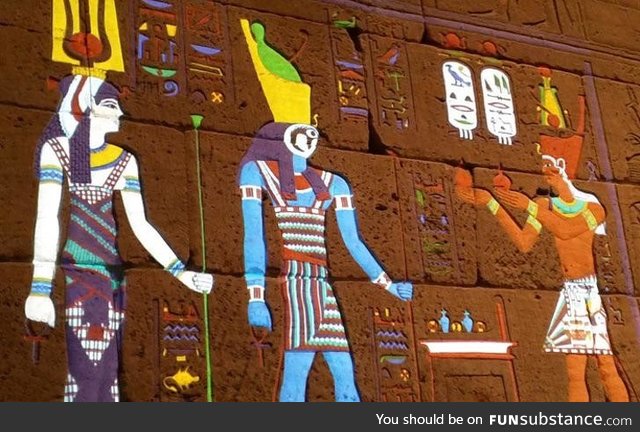 Colours in hieroglyphics before they faded, allegedly