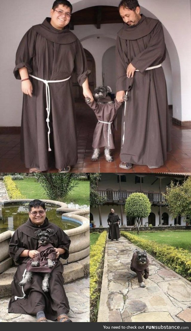 Stray dog that was adopted by Bolivian monks