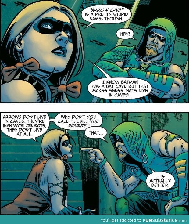 Comedy gold from harley quinn and green arrow