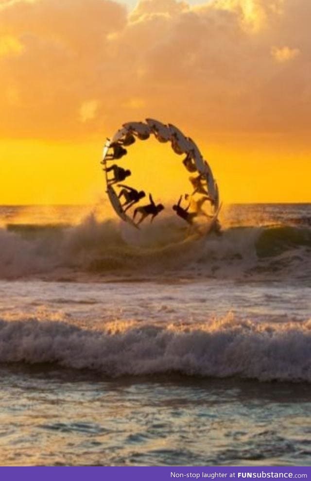 Cool multi shot of a surfer