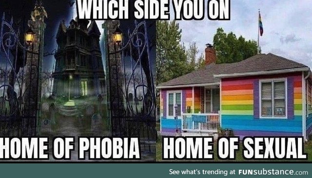 Spooky house or rainbow house?