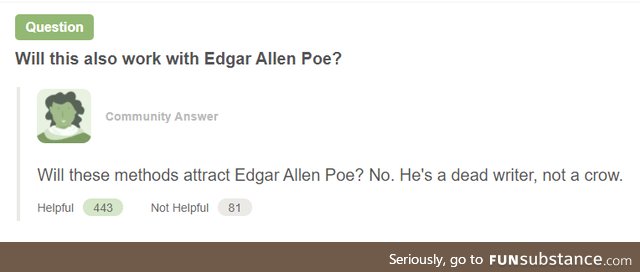 See also "Q: Can they replace friends? A: Any crow is better than a shitty human friend"