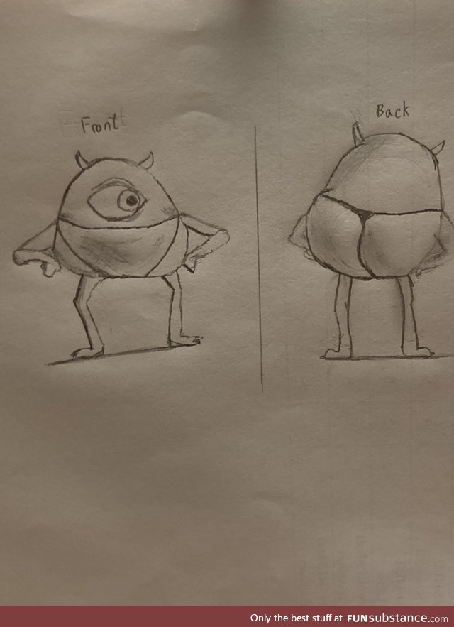 My imagining of what Mike Wazowski would like wearing a mask