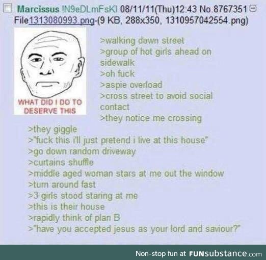 Anon avoids the hot girls