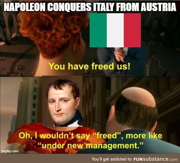 Napoleon after he took Italy from the Austrians