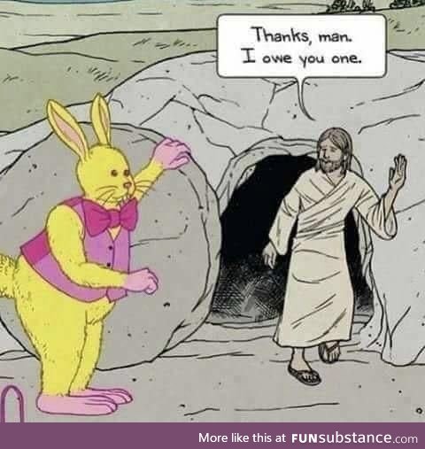 The Easter Bunny helps out Jesus, colorized, ~37 AD