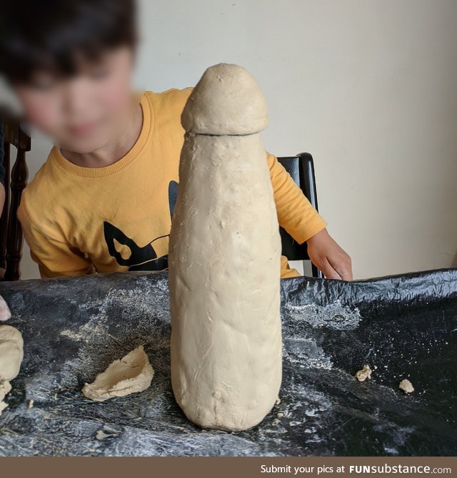 My son made a "rocket ship" out of clay