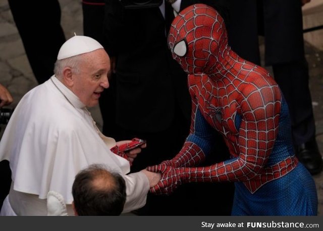 Costumed man who claims to have special powers meets Spiderman.