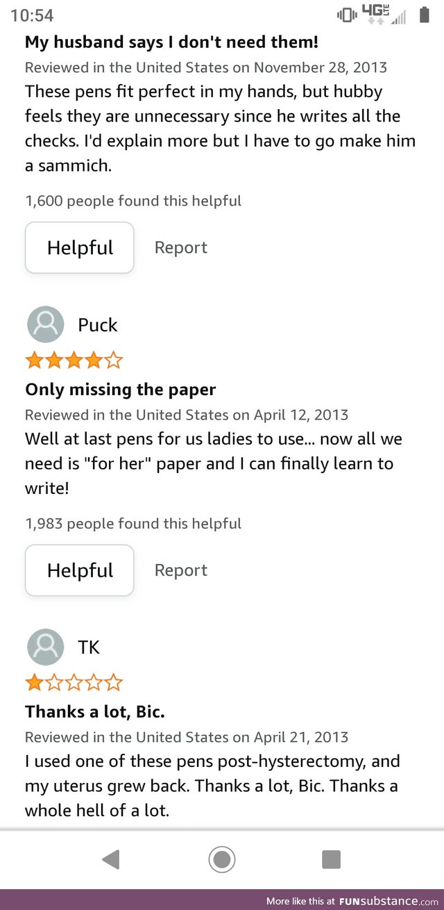 'Bic for Her' pens weren't bad, but the reviews are so much better