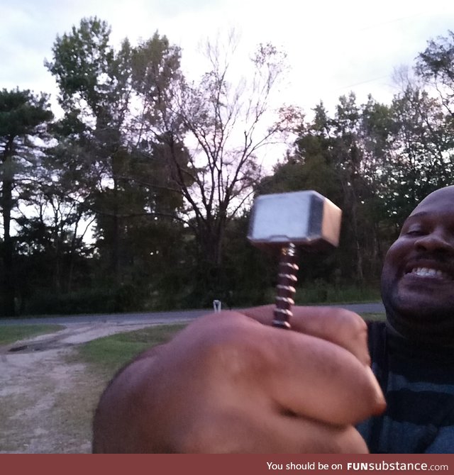 My “Full Sized” Mjolnir arrived. I’m still happy and I refused to let my moment be