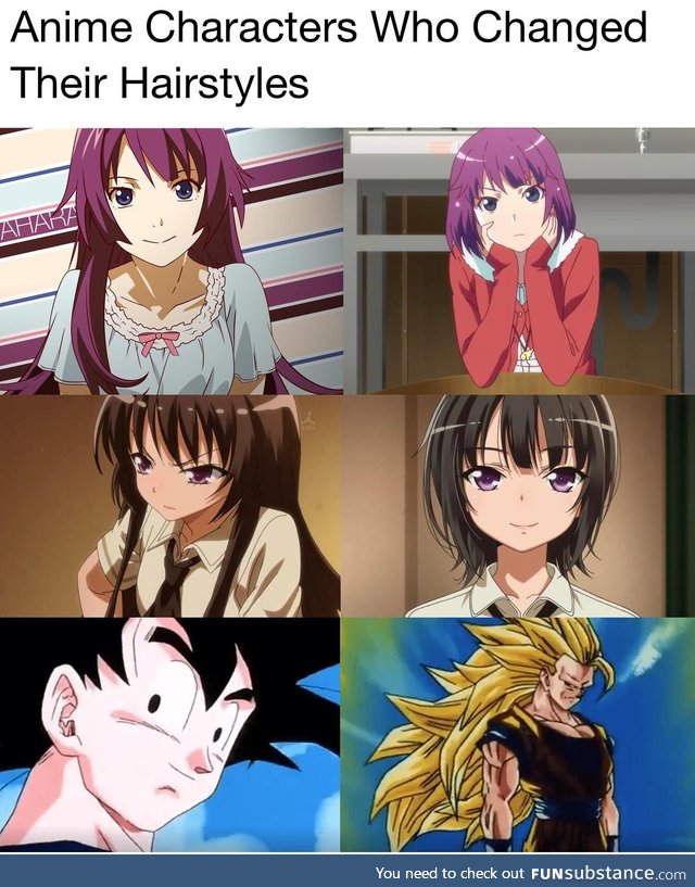 Anime characters who changed their hairsyles