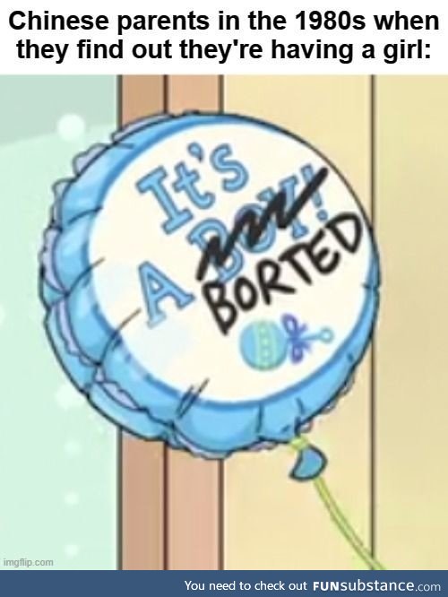 'A girl?! Good thing we kept the balloon from last time'