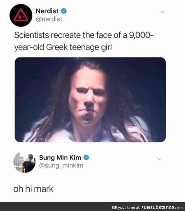 They went to artflow.Ai and put in "9000 year old Greek teenage girl"