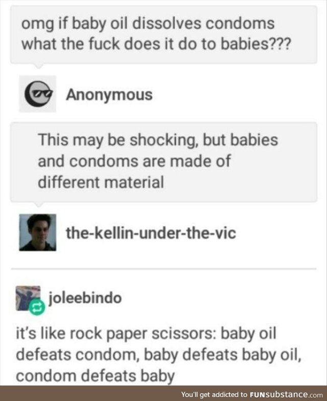 Baby, condom, baby-oil