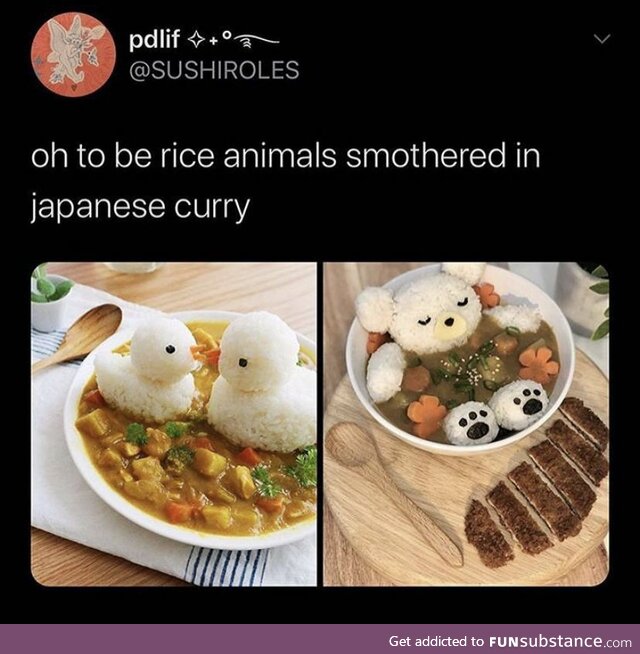 Animals covered in Japanese curry