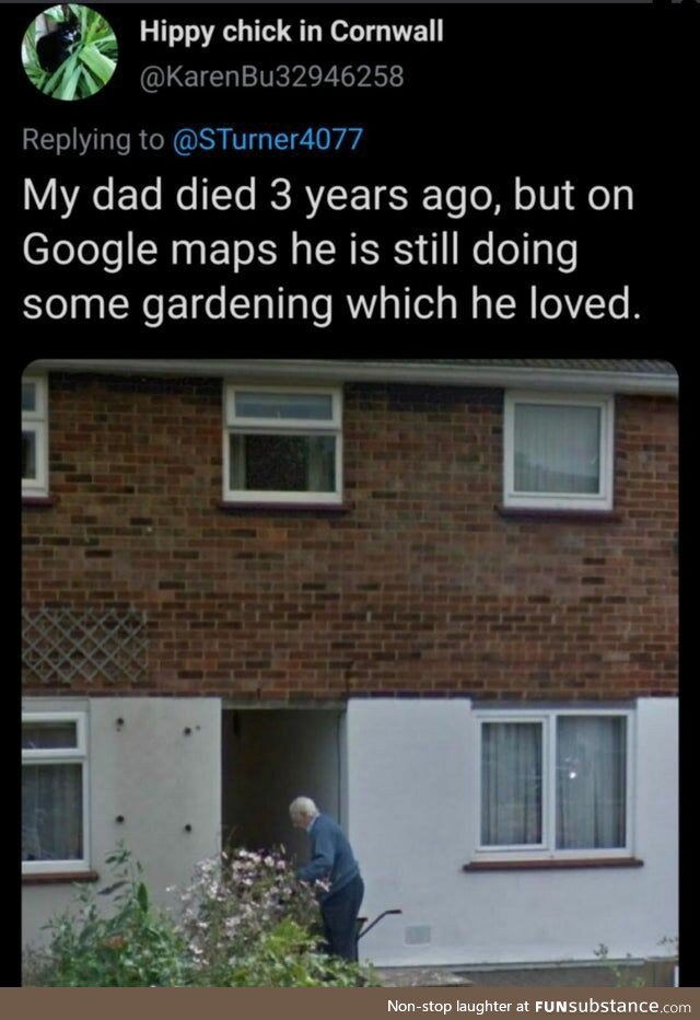 Dad still gardening on google