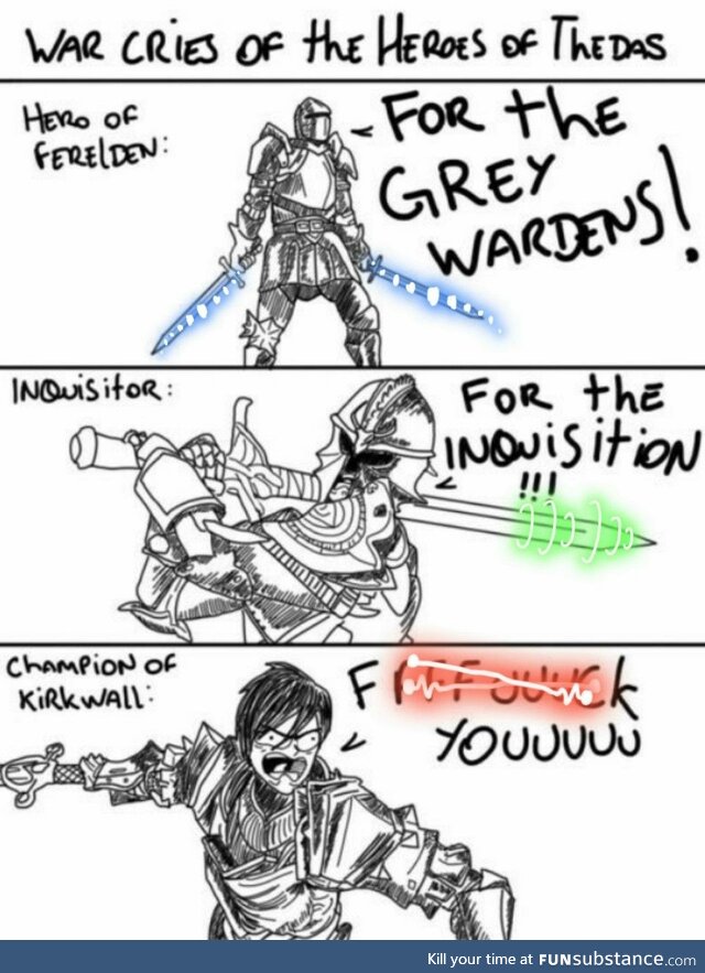 War cries of Dragon Age