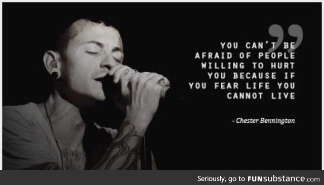 You can't be afraid of people willing to hurt you - Chester Bennington