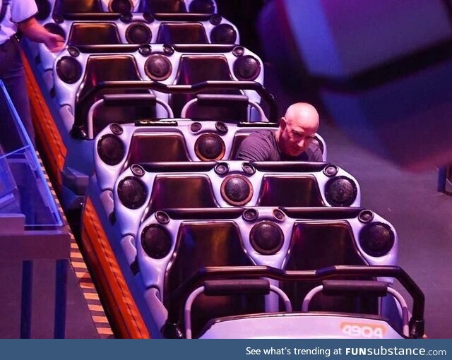 Jeff Bezos riding Space Mountain alone