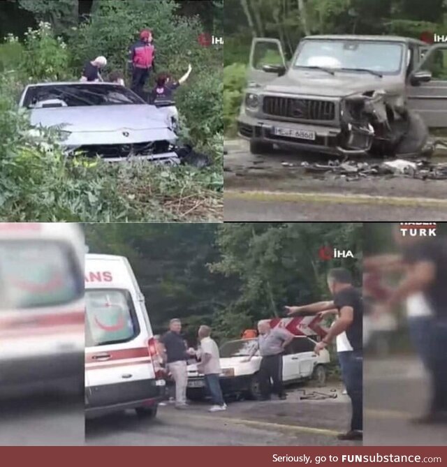 In the middle of nowhere on a small village road in Turkey, a Lamborghini Urus hit a