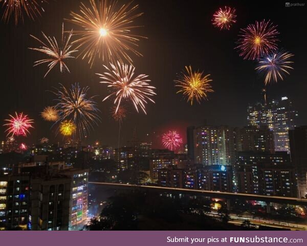 Diwali fireworks, mumbai, india