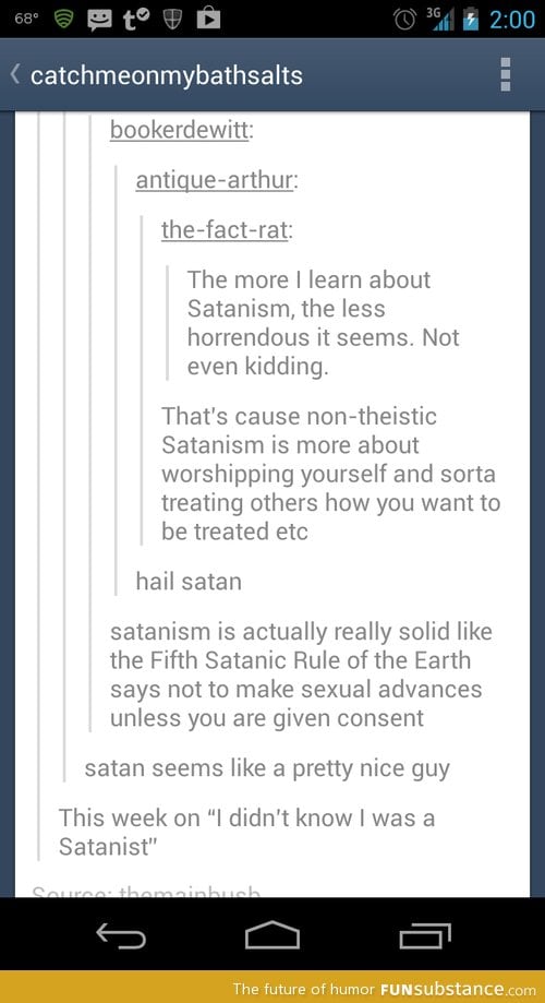 For your consideration: Satanists