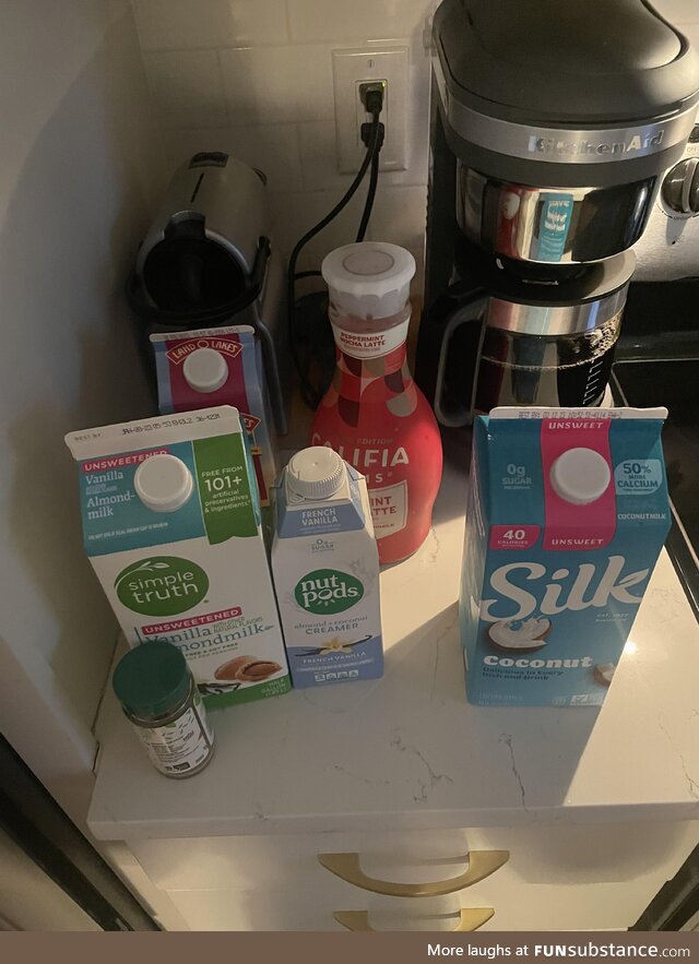 My wife claims to love coffee but she mixes it with all of this each morning. I believe