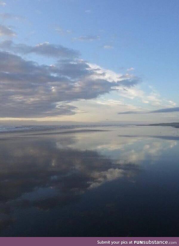 Sand on the beach reflecting like a mirror