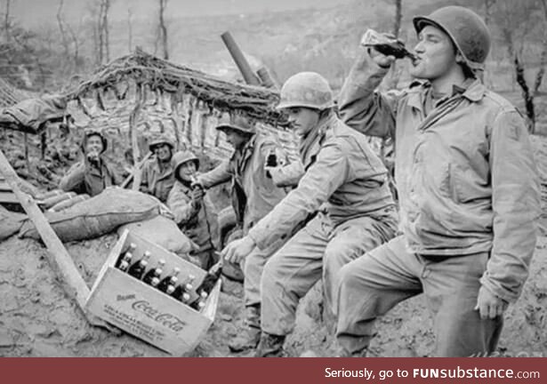 Soldiers of the Coca cola private army prepare to fight the pepsi marines