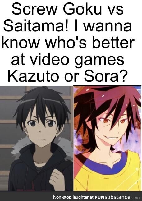 Kazuto or Sora who is better at video games