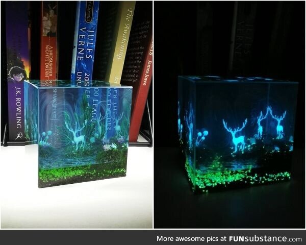 Patronus in a resin cube