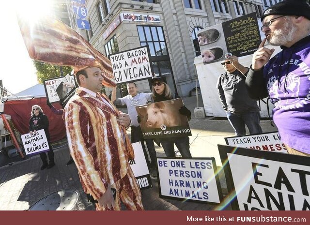 Local town had their annual “Baconfest” and this guy was talking to the vegan