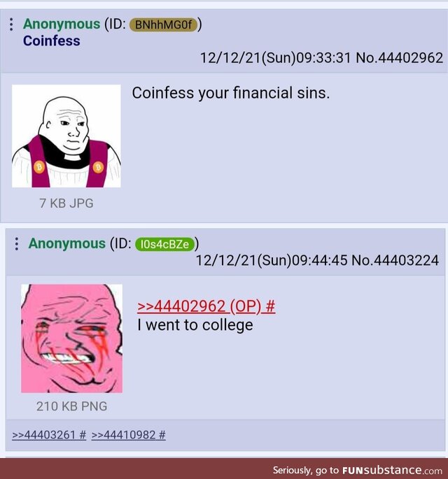 Anon fell for the college trap