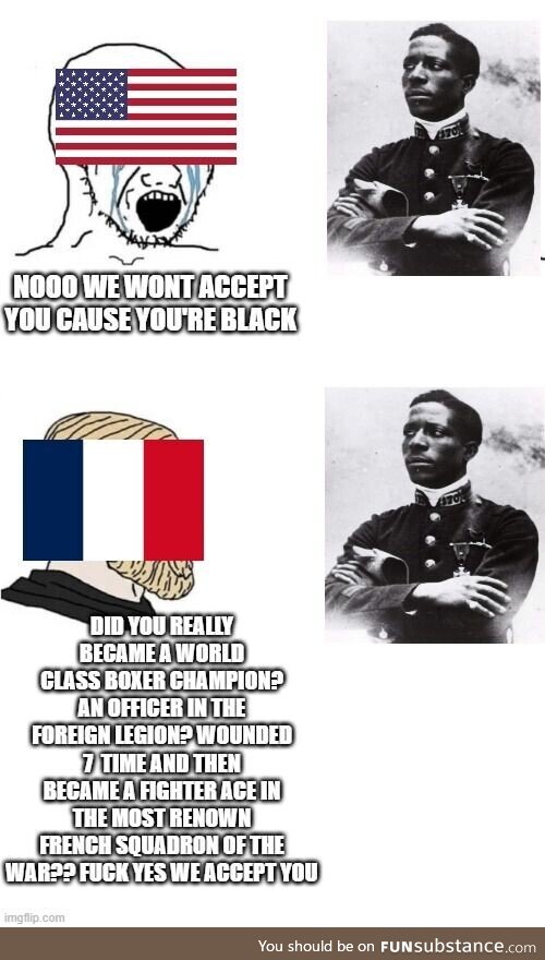 Eugene Bullard, a American hero.. You should read on him